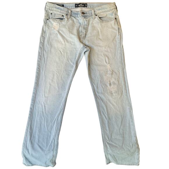 Hollister Men Jeans size W34 x L32 Light Blue Mid Rise Slim Straight Bootcut - Picture 1 of 10